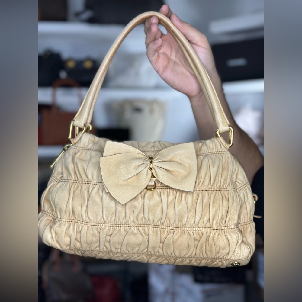 Prada Bow Ruched Shoulder Bag